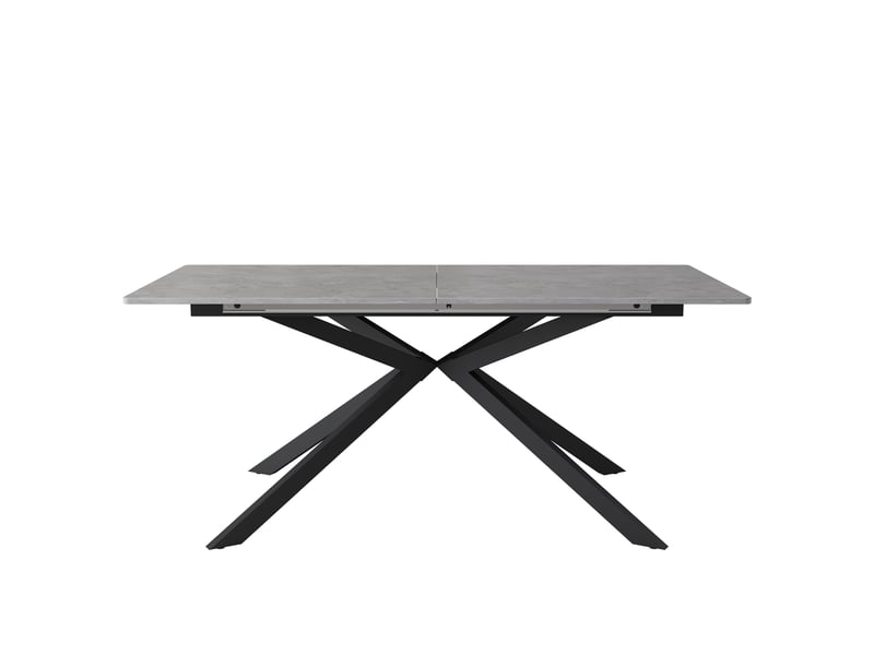 Table à manger extensible automatique noiregrise 150180×70×76 cm, motif ciment, pieds croisés, rectangulaire - Conforama A
