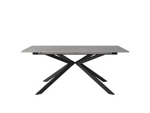 Table à manger extensible automatique noiregrise 150180×70×76 cm, motif ciment, pieds croisés, rectangulaire