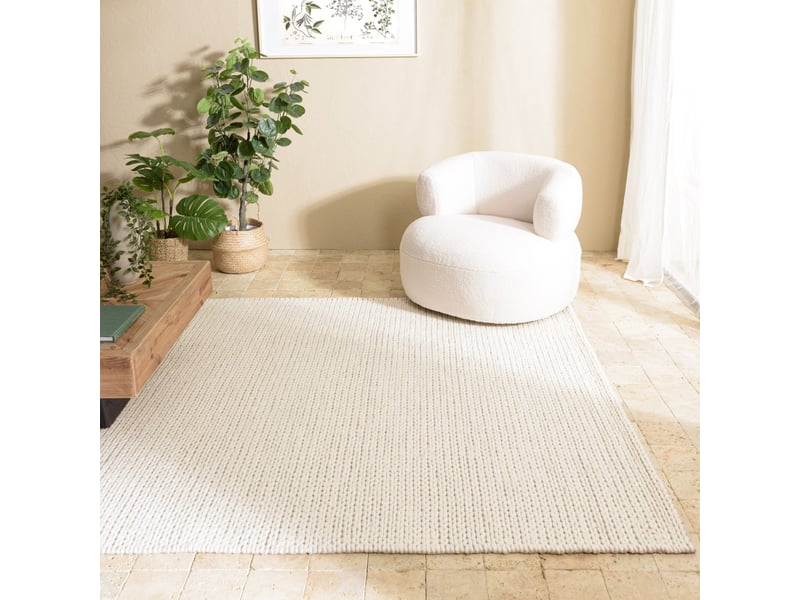  Quentin - tapis rectangulaire 300x400cm en laine tissée couleur blanc  - Conforama D