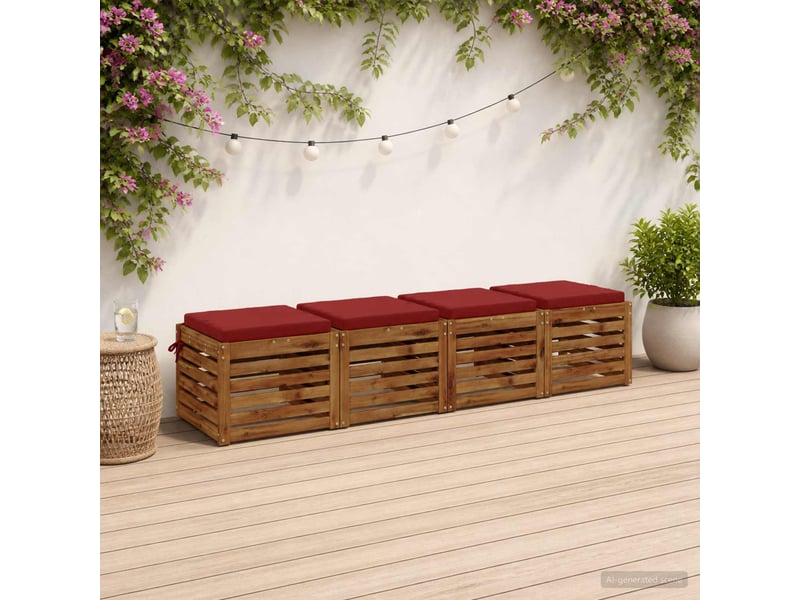 Lot de 4 coussins de siège, coussins d'assise soest 100 % polyester bordeaux cf60355 - Conforama B