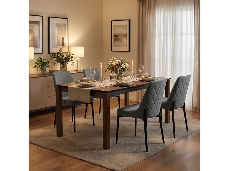  Lot de 4 chaises rembourrées en tissu facile à nettoyer charm - gris foncé  - Conforama B