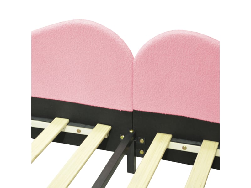  Canapé lit 90x200cm, lit enfant, lit simple, lit rembourré, cadre en tissu peluche, rose, sans matelas  - Conforama C