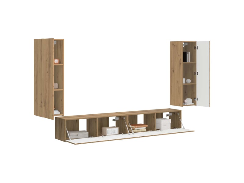  Ensemble de meuble tv mural 4 pcs chêne artisanal  - Conforama C