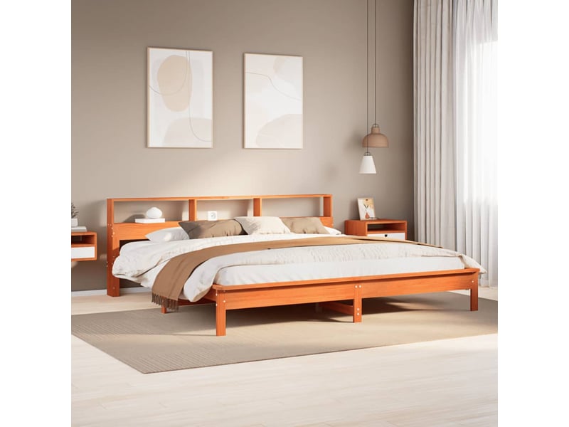  Lit adulte, lit double, cadre de lit sans matelas marron 180x200cm bois pin massif cf13464  - Conforama B