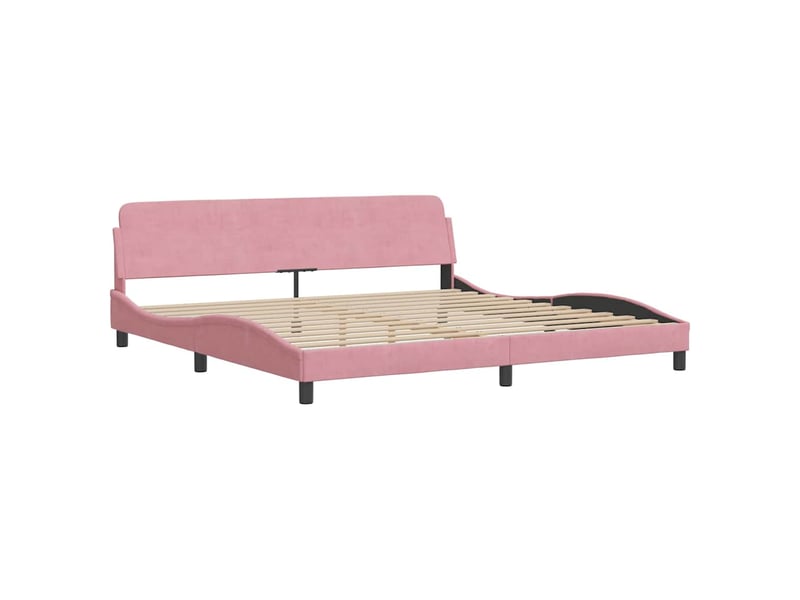  Lit double- lit adulte -  cadre de lit sans matelas rose 200x200 cm velours  - Conforama C
