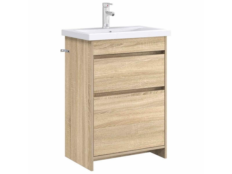  Meuble sous lavabo de salle de bain, commode chêne sonoma shl539  - Conforama C