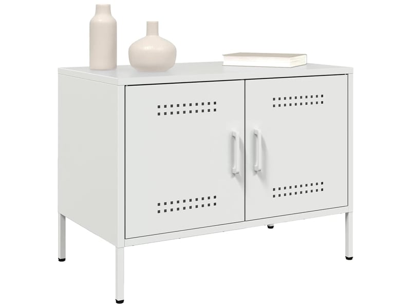  Meuble tv - banc tv - meuble de rangement blanc 68x39x50,5 cm acier  - Conforama D