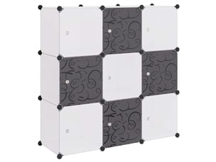 Organisateur de rangement cube avec 9 compartiments noirblanc