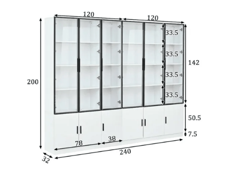  Vitrine moderne minimaliste avec portes en verre, vitrine avec éclairage led, étagère pour objets de collection, 160 x 30 x 200 cm  - Conforama D
