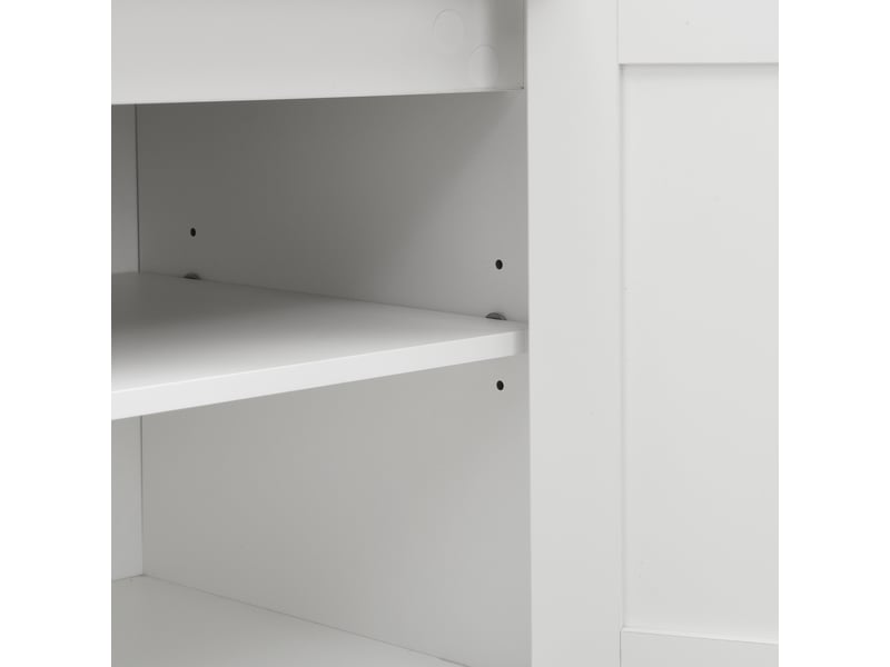  Vestiaire d'entrée avec led miroir crochets et tiroirs mdf blanc et bois 120x40x187 cm GL1101W - Conforama E