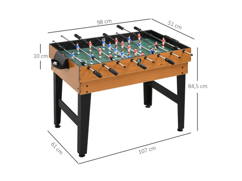Table de jeu 4 en 1, ping-pong, baby-foot, billard, hockey, acier et bois naturel, noir - Conforama C