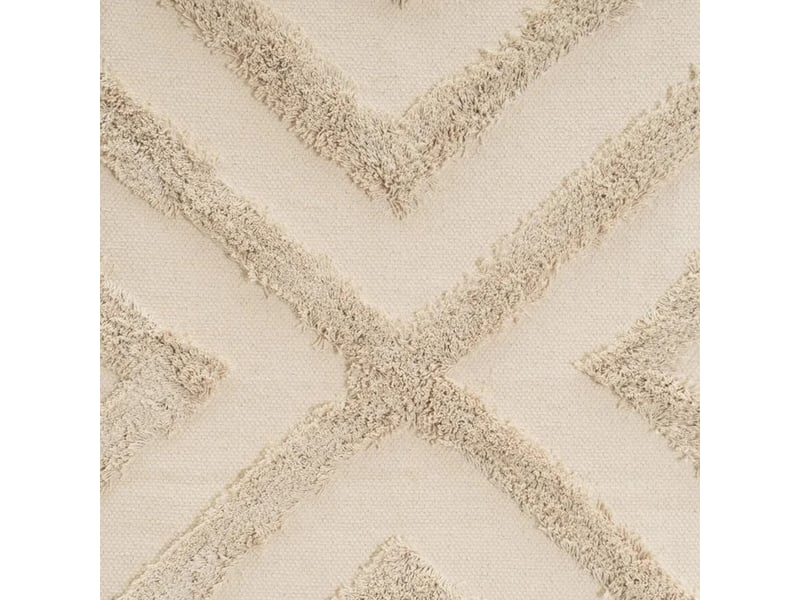  Tapis de sol rectangulaire en coton naturel à franges - longueur 80 x largeur 50 cm  - Conforama C