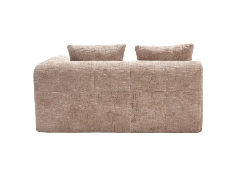  Canapé 2 places 158x90x60 cm, avec 1 coussin et poches de rangement, prêt à poser, finition tissu chenille kaki  - Conforama A