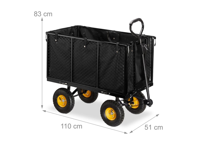  Chariot de transport mobile jardin à côtés rabattables 120 x 60 x 60 cm capacité 500 kg en acier vert 13_0011079  - Conforama B
