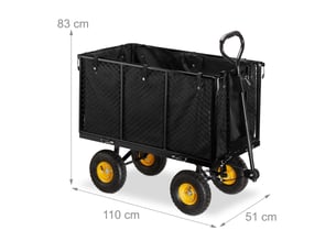 Chariot de transport mobile jardin à côtés rabattables 120 x 60 x 60 cm capacité 500 kg en acier vert 13_0011079