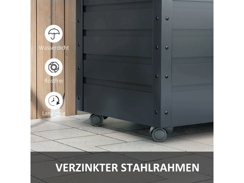  Coffre de jardin 295 l sur roulettes en acier galvanisé gris foncé 100 x 62 x 65 cm  - Conforama E