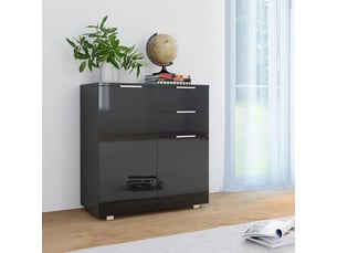 Buffet - bahut - meuble de rangement noir brillant 71x35x80 cm bois d'ingénierie