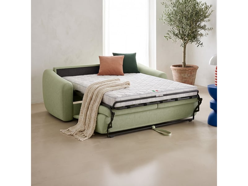 Canapé droit convertible 3 places en tissu chenille vert sauge - ouverture express - suzie Suzie - Conforama B