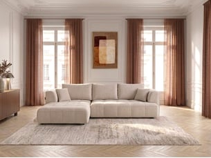 Canapé droit convertible <strong>BOBOCHIC</strong> <strong>CLOVIS</strong> 3 places Tissu beige