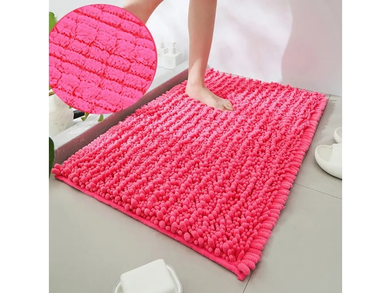  Tapis de bain en chenille antidérapant - 40 x 60 cm - rose  - Conforama B