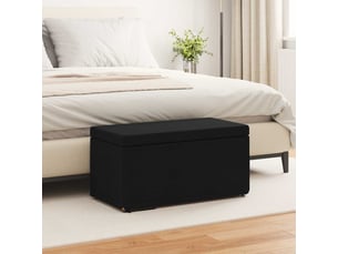 Tabouret bas, ottoman noir 81x41x40 cm tissu et bois stratifié