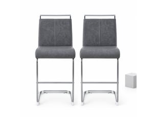 tabouret de bar <strong>STILVORA</strong> - gris hauteur d'assise 63.5 cm vendu Par paire