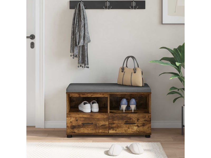  Banc d'entrée, banc interieur chêne fumé 80x38x46 cm  - Conforama D