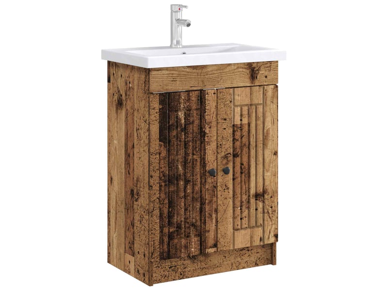  Armoire sous évier de salle de bain, meuble de rangement bois ancien shl6154  - Conforama C