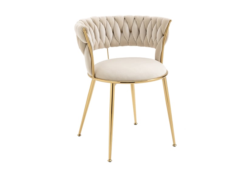  Lot de 2 chaises de salle à manger en velours ivoire  - Conforama B