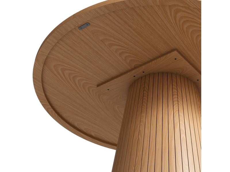  Table à manger ronde,110x110x75 cm,pour 4 personnes,mdf,finition chêne clair  - Conforama E