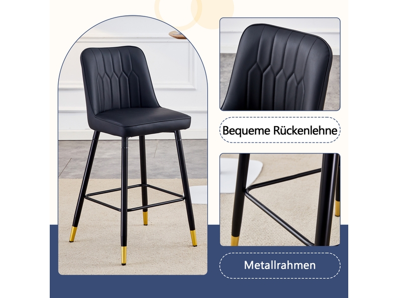  Lot de 2 tabourets de bar en similicuir pu noir, piètement en métal W3658P368294 - Conforama D