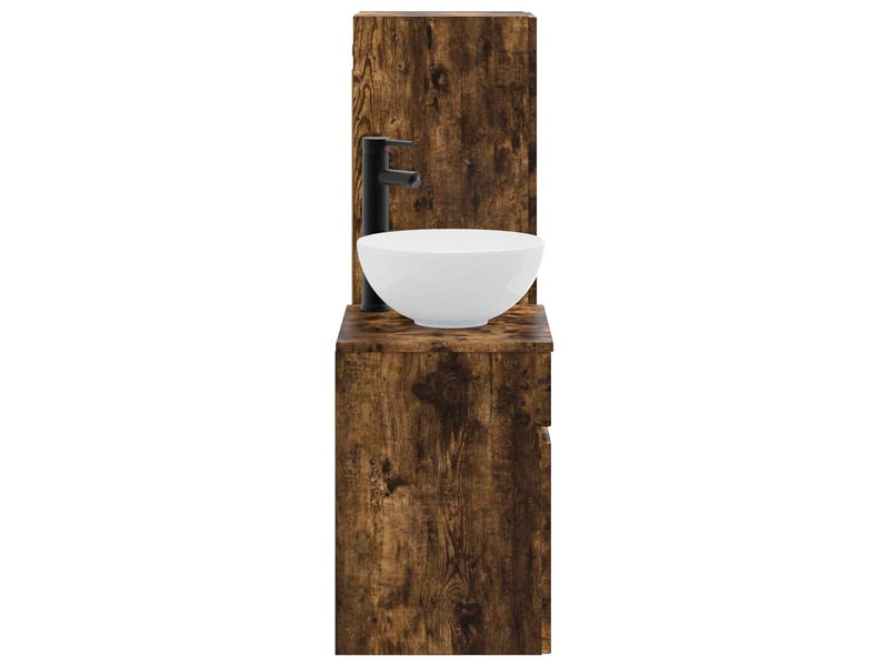 Ensemble de mobilier de salle de bain 2 pcs chêne fumé shl861  - Conforama D
