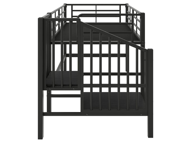  Lit mezzanine 90 x 200 cm escalier de rangement lit 1 place structure mi-haute noir  - Conforama D