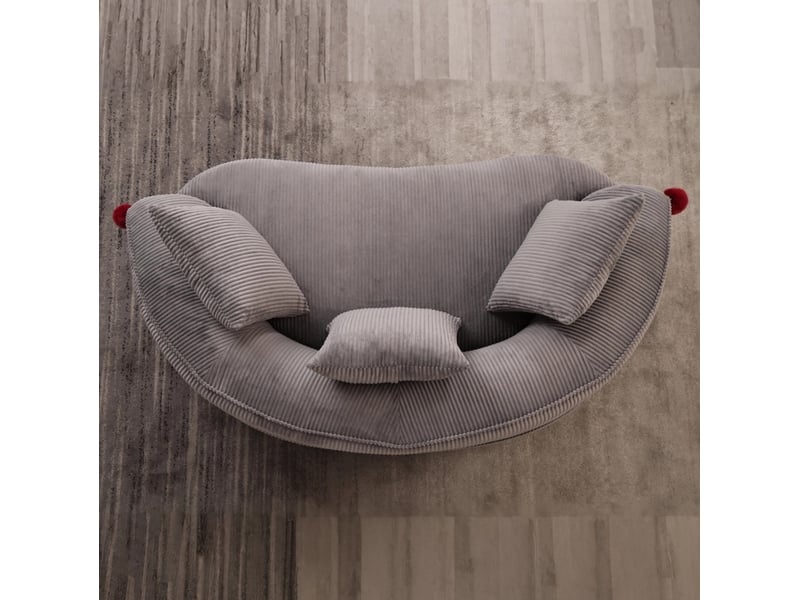  Canape droit 2 places compressé 163x93x68 cm en mousse et velours côtelé couleur gris foncé, design moderne  - Conforama D