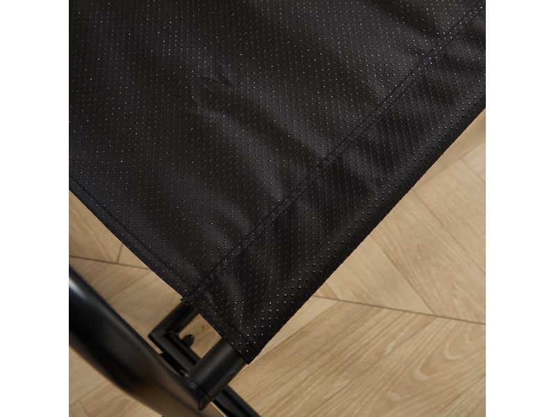  Fauteuil à bascule extérieur en acier noir avec coussin gris épais réglable, 75 × 116 × 82 cm, pour terrasse  - Conforama D