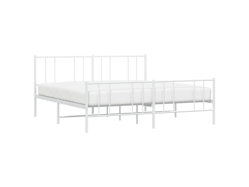  Lit double- lit adulte -  cadre de lit métal sans matelas et pied de lit blanc 200x200 cm  - Conforama D