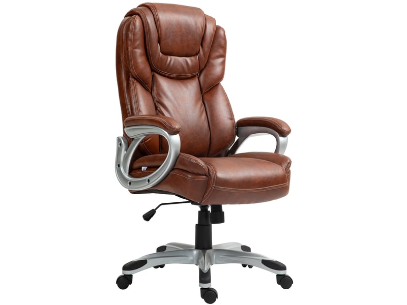 Chaise de bureau fauteuil de bureau avec fonction bascule roulettes pivotantes 360° 66 x 75,5 x 115,5-124,5 cm marron - Conforama B