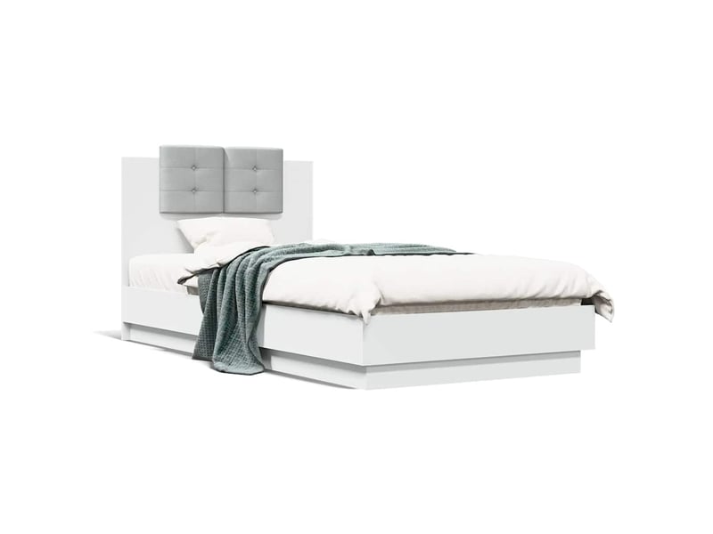  Lit simple- lit adulte -  cadre de lit avec led sans matelas blanc 90x190 cm  - Conforama D
