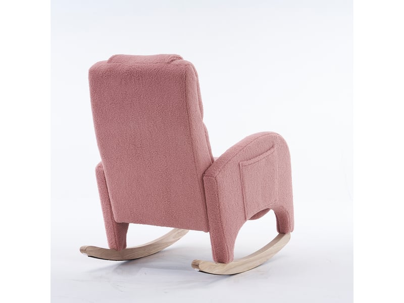  Fauteuil à bascule rembourré avec accoudoirs, tissu teddy, fauteuil d’accent pour salon et chambre DUD2013 - Conforama B