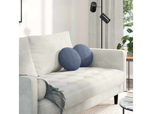 Lot de 2 coussins de siège, coussins décoratifs tissu en velours côtelé bleu ø30 x 13 cm cf59788