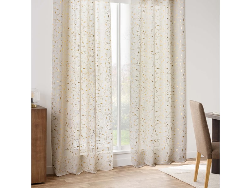  Rideau à œillets imprimé lysia 140x240cm naturel  - Conforama D
