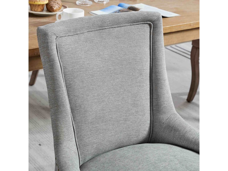  Lot de 2 chaises de salle à manger gris, tissu épais, pieds bois massif, clous décoratifs – conforama  - Conforama D