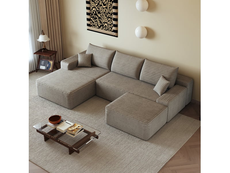  Canapé d'angle modulaire 270x175x83 cm 4 places camel  - Conforama B