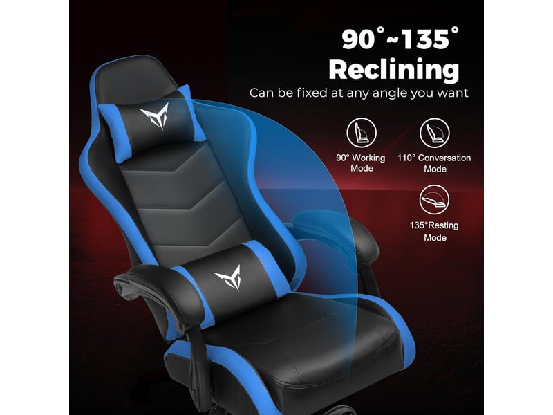 Gtplayer chaise de jeu avec soutien lombaire et appui-tête réglable - bleu XGC02NAF-BL - Conforama D