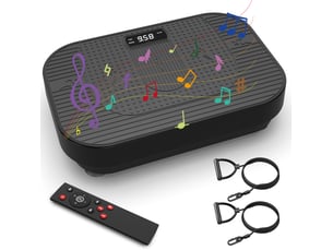 Plateforme vibrante 47,8 x 32,2 x 11,5 cm noire en abs, caoutchouc et acier avec musique bluetooth