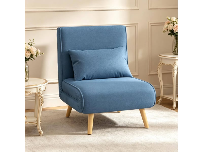  Fauteuil convertible 1 place bleu, dossier réglable 5 positions, lit 195 x 72 cm  - Conforama B