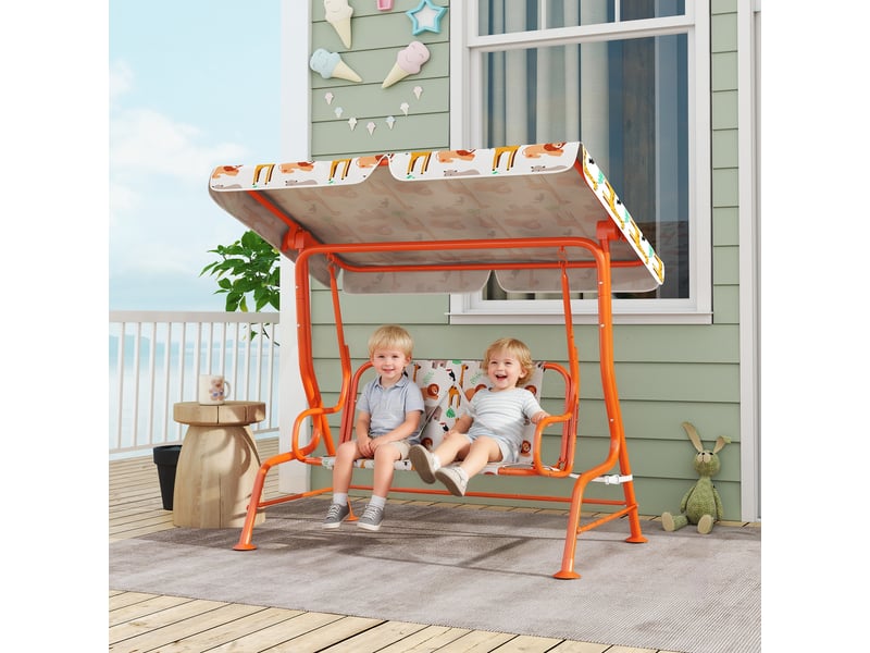  Balançoire enfant 2 places, 112 x 75 x 120 cm, orange  - Conforama B
