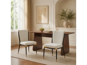 Lot de 2 chaises de salle à manger 59x49x85 cm, beige+noir, style scandinave, pieds ajustables, pour salon, métal, tissu