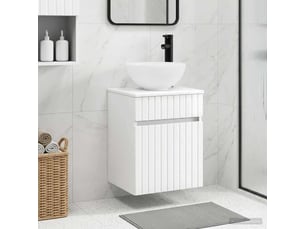 Meuble de lavabo mural, rangement salle de bain blanc brillant 39x41x64.5 cm