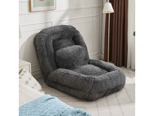 Canapé de sol convertible 1 place en tissu gris foncé, dossier réglable 5 positions pour se détendre à la maison
